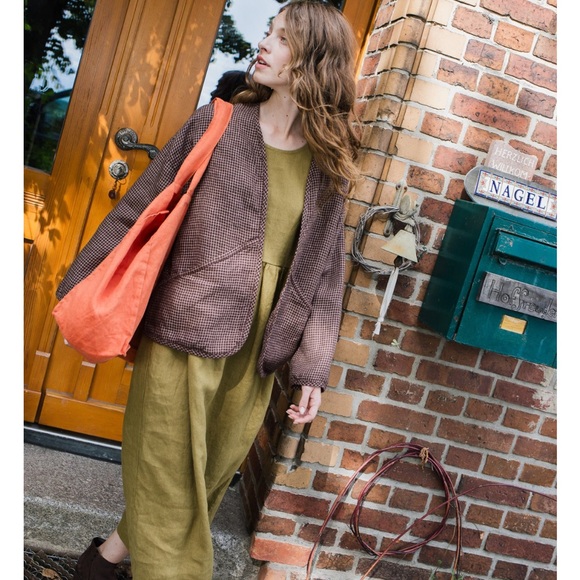 NPL Linen Copenhagen Throw-On Jacket in Herringbone Grey Checks - Picture 3 of 7